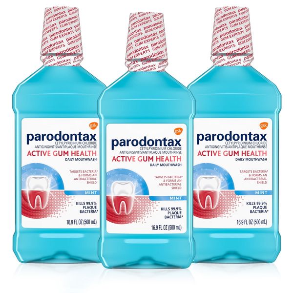 Parodontax Active Gum Health Mouthwash, Mint Flavor, 3X16.9 Fl Oz, for Adults