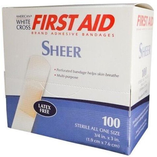 Sheer Adhesive Bandages 3/4" x 3" Strip Latex Free Band Aid 400 Pieces