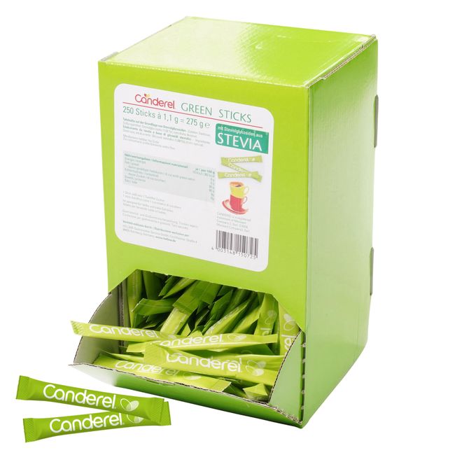 Hellma Canderel Green Stevia Sticks 250 Stk. je 1,1 g - 275 g Vorrats-Box- Zuckeralternative einzeln verpackt, vegan