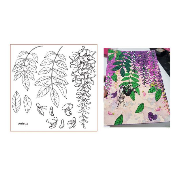 arriettycraft DIY Flowers Leaves Beautiful Flowers Floral Wisteria Clear Stamps for Card Making Decoration and DIY Scrapbooking Tools