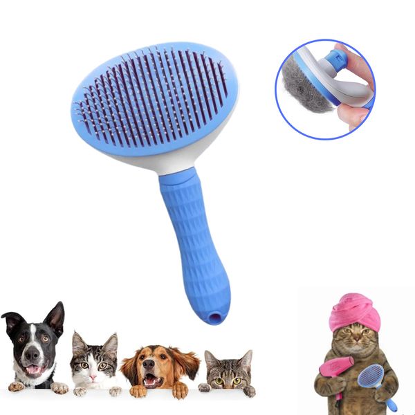 Pet Hair Remover Dog Cat Comb Grooming Massage Deshedding Self Cleaning Brush