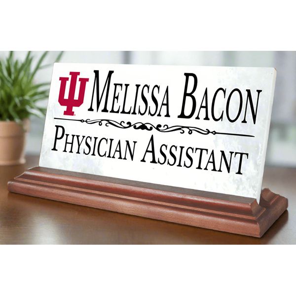 Indiana University Nameplate for IU Alumni or Graduation Gift - Solid Marble Des