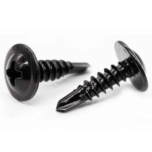 mxuteuk 100PCS #8×1/2" & 5/8" Self Tapping Screws for Metal Self Drilling Screw 410 Stainless Steel Black for Building G023-BT-100