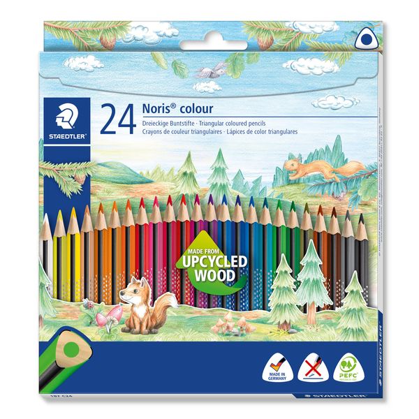 STAEDTLER 187 C24 Noris Colour Triangular Pencils - Assorted Colours (Pack of 24)