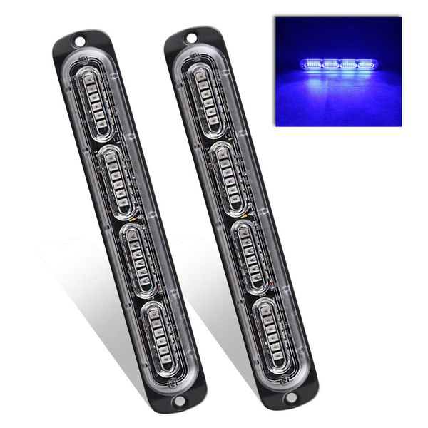 Teguangmei Emergency Warning Strobe Lights, Universal 2 Pack 24 LED 72W Flashing Surface Mount Blue Caution Construction Hazard Strobe Light Bar for Car Vehicle Truck Boat ATVs 12-24V