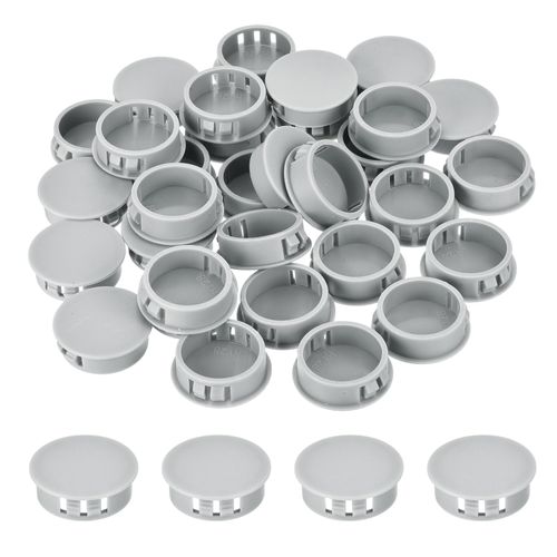 MECCANIXITY 32PCS 28mm(1 1/8") Light Gray Plastic Hole Plugs, Flush Type Panel Hole Plugs Insert End Caps for Locking Hole Tubes Furniture Cabinet