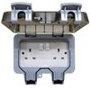 Waterproof Outdoor Double Switched Power Socket IP66 2 Gang Electrical Plug Socket with Lockable Lid