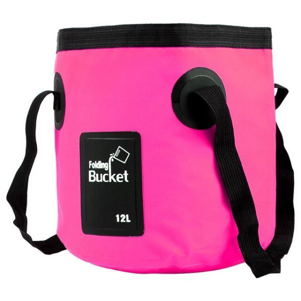 Multifunctional Portable Outdoor Travel Water Bucket 12L Car Wash Bucket Ball Sink Laundry Bag, 07 Pink