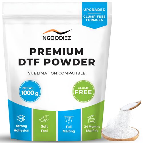 DTF Powder - Full Melting, Clump-Free, DTF Transfer Powder - Soft Feel, Strong Ink Adhesion, White DTF Powder for Sublimation - (1kg / 36oz)