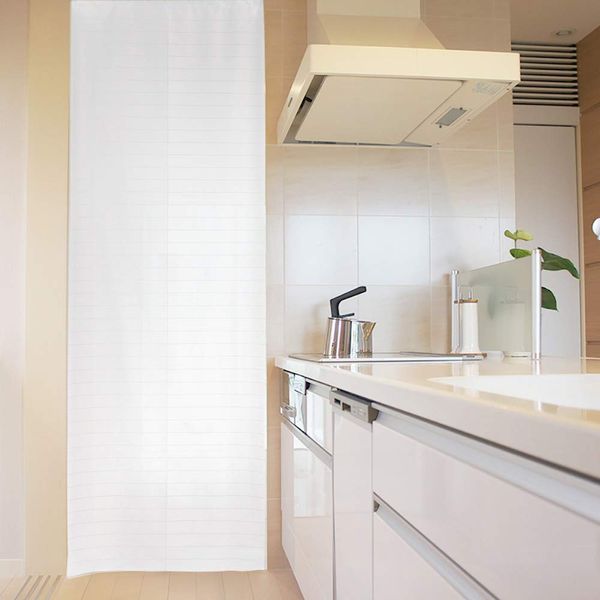 Noren Workshop Panel Curtain Room Divider Long Screen Eco Simple Partition Blindfold Cooling Efficiency UP 92 x 245 cm Plain White