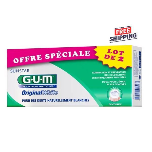 2 PACK Sunstar GUM ORIGINAL White Toothpaste 75ml EXP 07/2027
