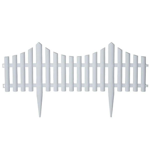 Garden Fence 24 in. L White Plastic Resin Picket Interlocking Pieces (18-Pack)