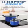 SereneLife 20Pcs Kitchenware Pots & Pans Set-Black Non-Stick Coating Inside-Blue