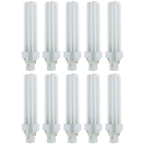 Sunlite PLD18/SP35K/10PK 3500K Neutral White Fluorescent 18W PLD Double U-Shaped Twin Tube CFL Bulbs with 2-Pin G24D-2 Base (10 Pack)