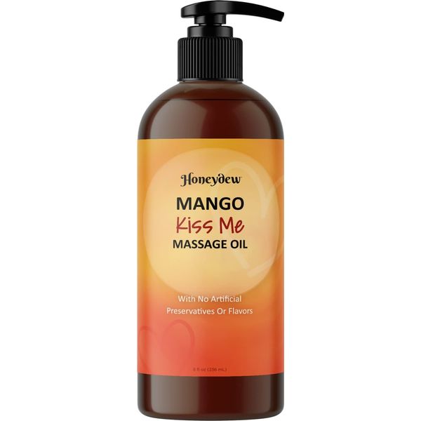 Mango Sensual Massage Oil for Couples - Alluring Tropical Full Body Massage Oil for Date Night and Nourishing Body Oil with Sweet Almond Oil - Vegan Non Staining Non Greasy Smooth Gliding Formula