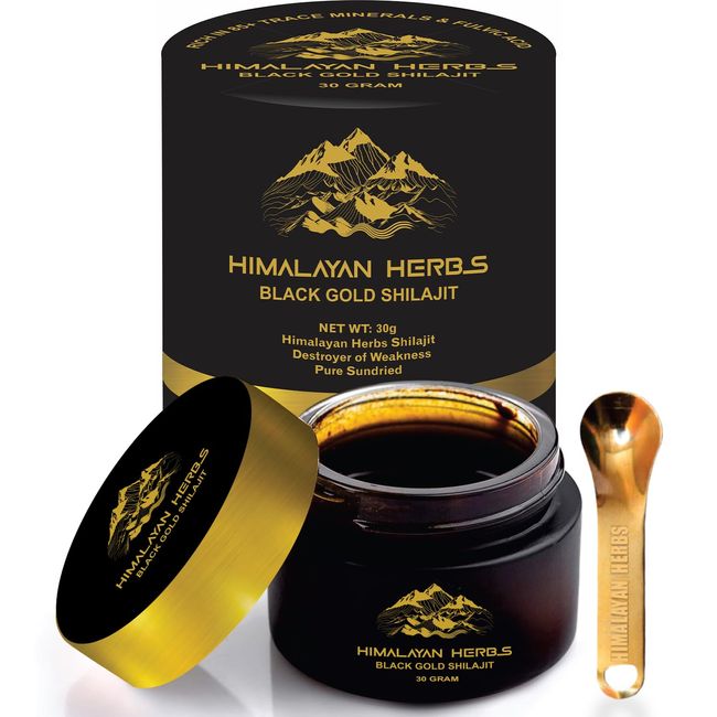 Shilajit Pure Himalayan Organic Herbs - 100% Sundried Gold Grade Shilajit Resin - Shilajit for Men & Women with Fulvic Acid & 85+ Trace Minerals for Energy & Immune Support (30 Grams)