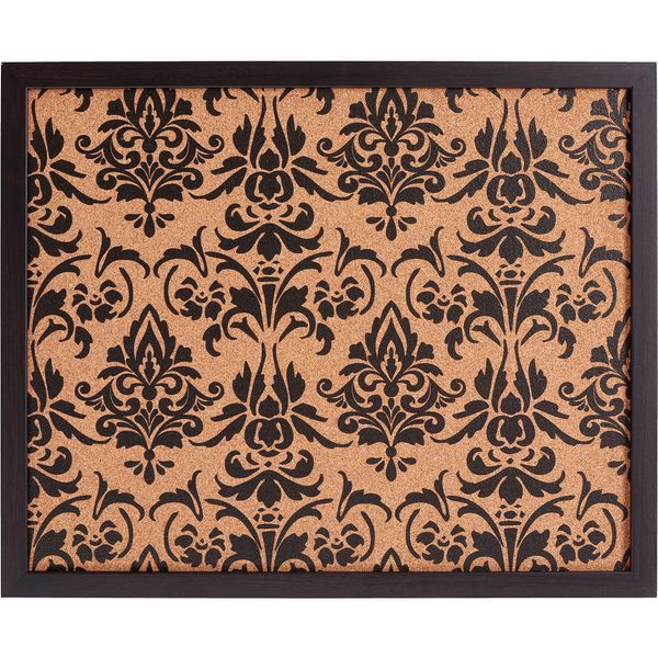 Craig Frames Decorative Cork Bulletin Board, 18.5x23 Inch, Brown Frame with Fleur de Lis Pattern