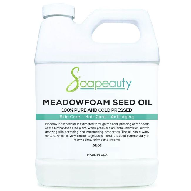 Soapeauty MEADOWFOAM SEED OIL Cold Pressed Unrefined | 100% Pure Natural Meadowfoam Seed Oil for Face & Hair | Moisturizer for Skin, Promotes Hair Growth, Balms | 32 fl oz