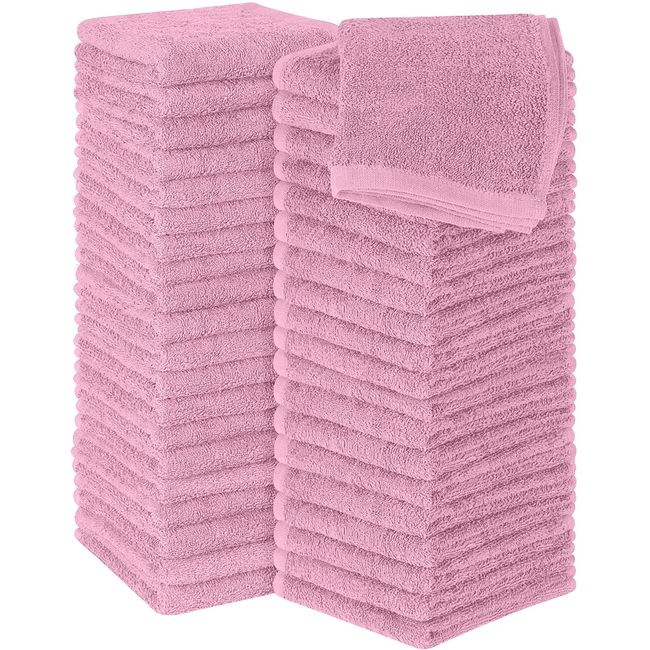 Utopia Towels Cotton Washcloths Set - 100% Ring Spun Cotton, Premium Quality Flannel Face Cloths, Highly Absorbent and Soft Feel Fingertip Towels (60 Pack, Pink)