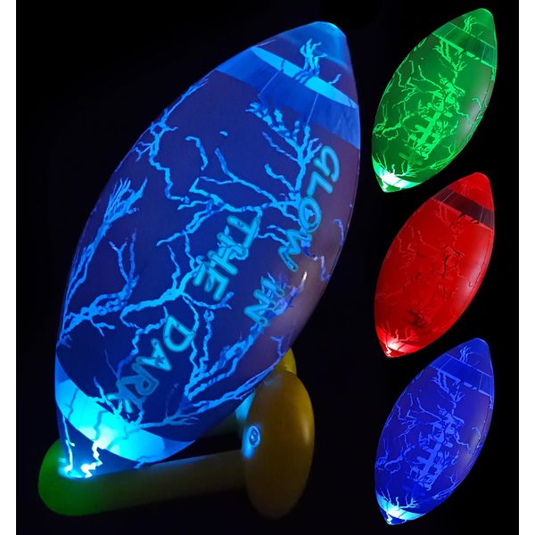 Glow in The Dark Inflatable Football,37 inch Light up Giant Football for Kids Boys Girls and Adults,Indoor Outdoor Sports Toy for Night Sports&Games Waterproof Ball for Pool, Beach,Backyard