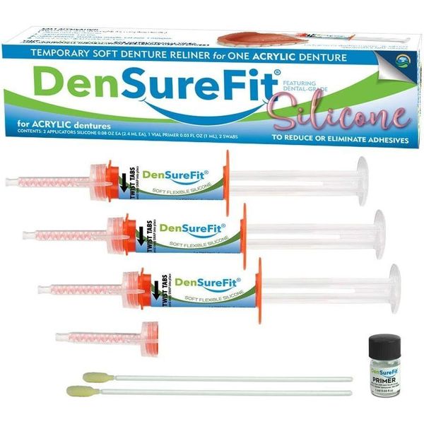 DenSureFit Upper Denture Reline Kit, Soft Silicone Denture Repair Kit, Refit and