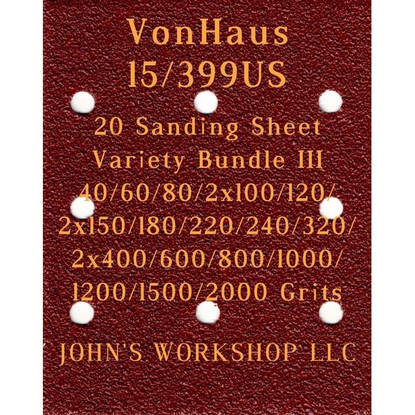 VonHaus 15/399US - 17 Different Grits - 20 Sheet Variety Bundle III
