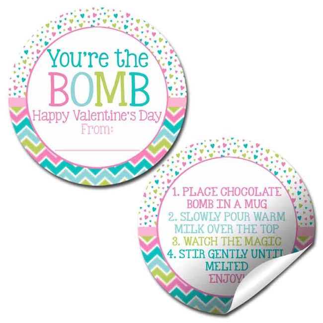 You're The Bomb Happy Valentine's Day Hot Cocoa Bomb Sticker Labels, Total of 40 2" Circle Stickers (20 Sets of 2) by AmandaCreation