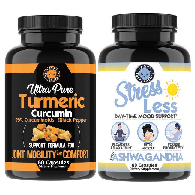 Turmeric + Stress Less Ashwagandha Anti-inflammatory Stress & Anxiety Relief 2PK