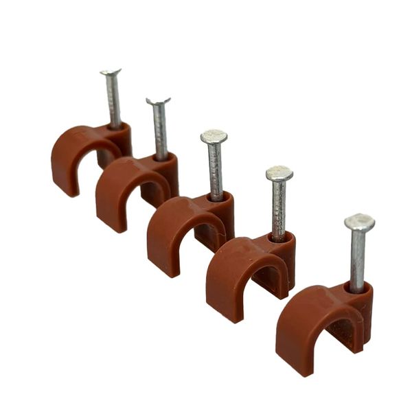 Brown Round Cable Clips (8mm)