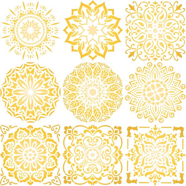 12 x 12 Inch Mandala Painting Stencil Reusable Laser Cut Painting Template Floor Wall Tile Fabric Furniture Stencils Painting Stencils Party Favors, 9 Large Size