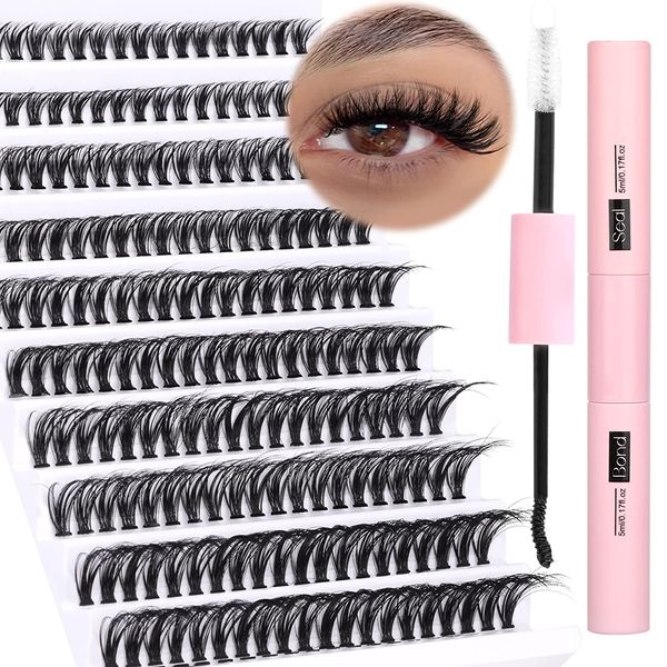 DIY Lash Extension Kit 200pcs Lash Clusters with Bond and Seal Individual Lashes