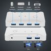 USB Switch 2 Computers Sharing 4 USB 3.0 Devices, USB KVM Switch for Keyboard Mouse Printer Scanner with 2 * 1.2M USB A to A Cable