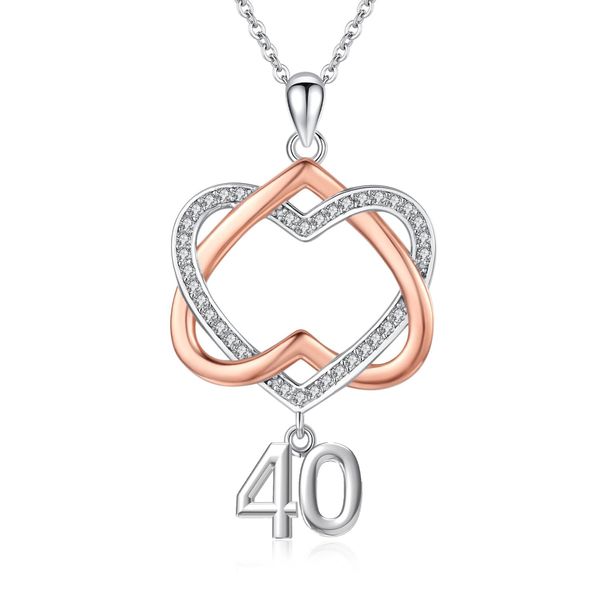 Twoowl 40 Year Old Girl Birthday Gifts / 40th Birthday Gifts for Girls Daughter 925 Sterling Silver Love Heart Pendant Necklace for Women Girlfriend Sister Mothers Day Christmas Anniversary Jewellery