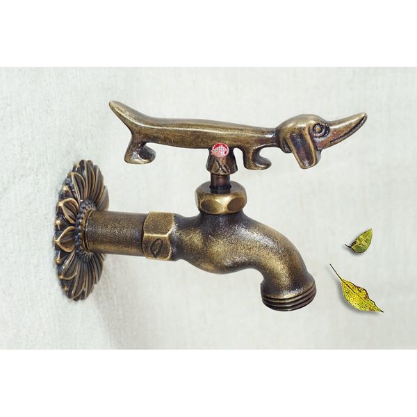 Taiwan Decorative Solid Brass Dachshund/Dog Garden Outdoor Faucet