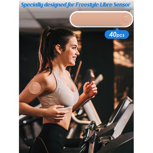 40 Packs Freestyle Libre 2 Sensor Cover Waterproof - Adhesive Patches for Freestyle Libre Sensor, Libre 2 Sensor Patches by YOUSHARES (Beige)