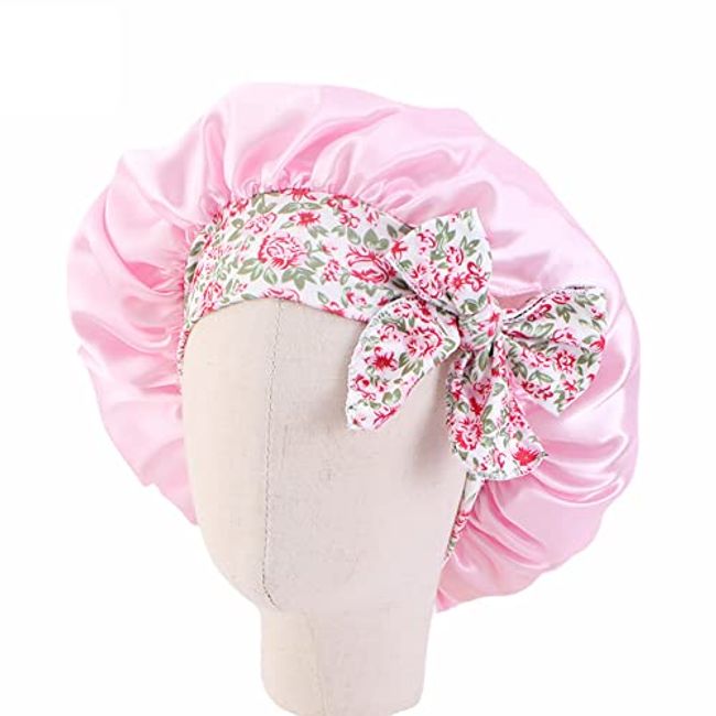 Wide Band Kids Satin Bonnet Cap,Silky Bonnet for Curly Hair,Baby