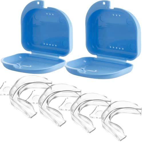 Teeth Whitening Trays 4 Pcs with 2 Travel Storage Cases BPA Free Moldable Trimmable Thin Mouth Trays Dental Tooth Whitener Bleaching Trays