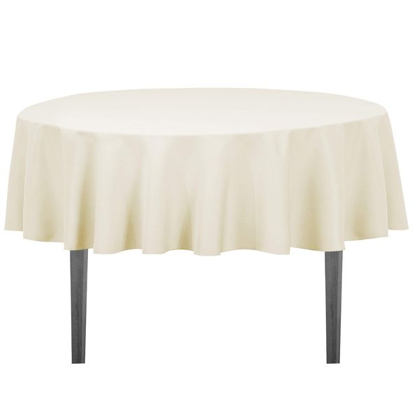 LinenTablecloth 70-Inch Round Polyester Tablecloth Ivory