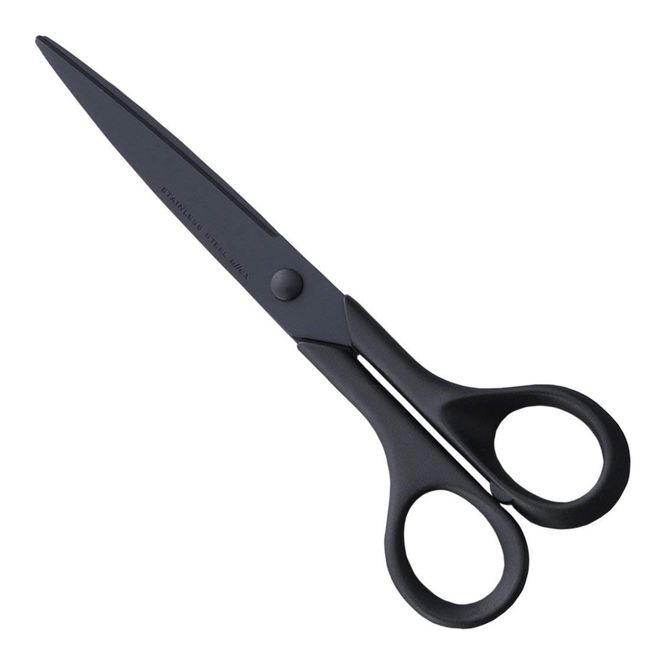 ALLEX Black Scissors All Purpose Sharp Japanese Stainless Steel Blade, Non-Sticking Fluorine Coating Blade for Adhesive Tape, Made in JAPAN