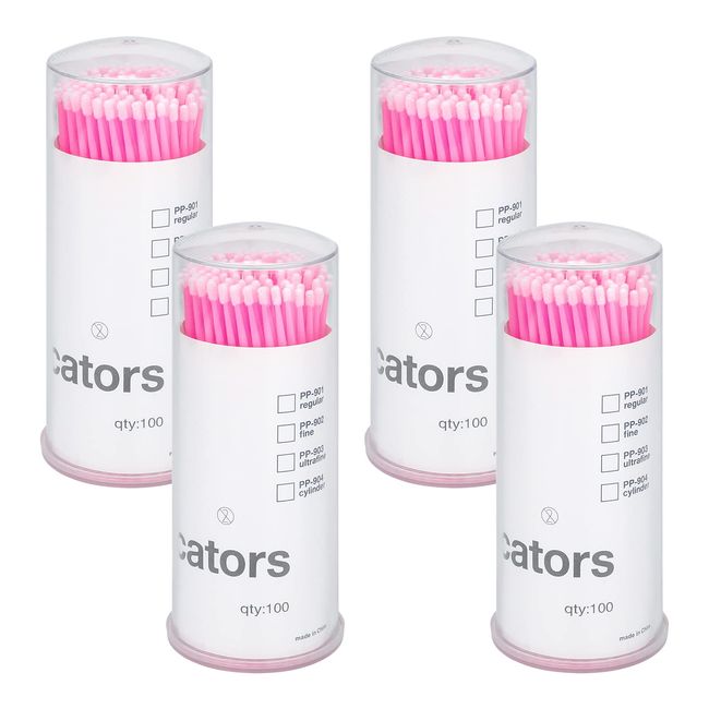 G2PLUS 400PCS Micro Applicators Brushes, Pink Disposable Disposable Micro Applicators, Eyelash Extension Swabs for Eyelashes Extensions, Crafting