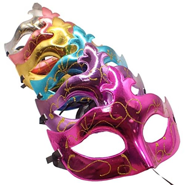 Topkids Accessories Masquerade Mask Masquerade Ball Mask Set Halloween Mask Halloween Masks Costume Masks Carnival Mask Venetian Masks For Couples, Women, Men, Ladies (Metallic w/Glitter Detail)