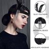 VIKSAUN 2 Pieces 1920s Flapper Headband Accessories Set, Vintage Flapper Feather Headband, Black Long Gloves, Feather Headband, Costume Prom Wedding Carnival Party, 20s Hair Accessories (2 Pieces)