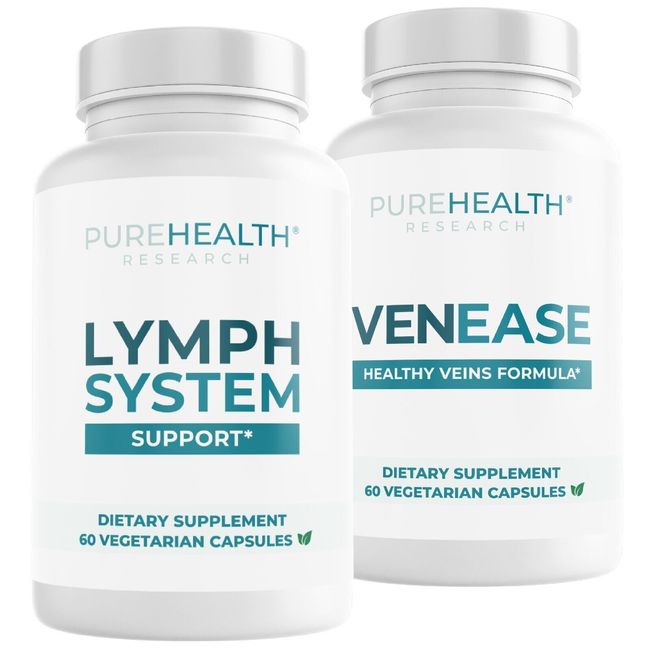 Lymph System Support & VenEase Vein Support Bundle Pack, PureHealth Research