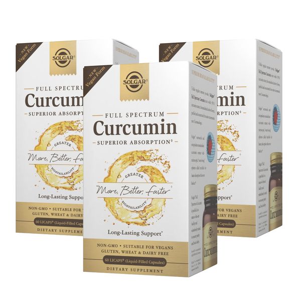 Solgar - 3 Pack - Full Spectrum Curcumin 185x Better Bio-Availability Turmeric Liquid Extract Softgels 60 Count