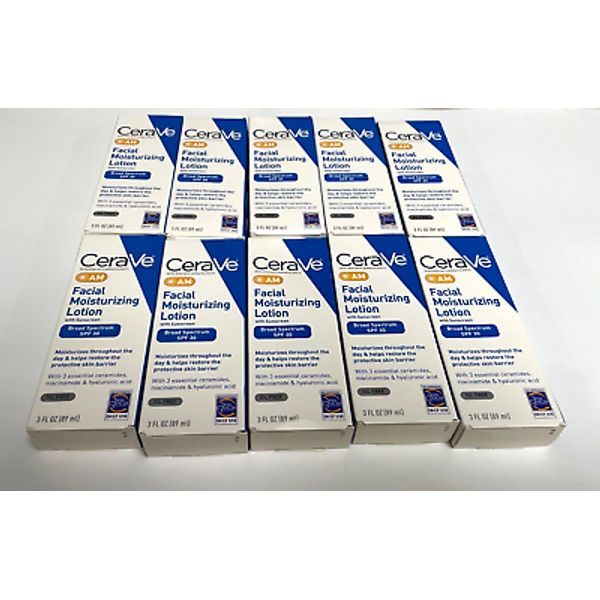 CLEARANCE-Lot of 10-CeraVe AM (3oz) SPF 30 Facial Moisturizing Lotion -exp 08/25