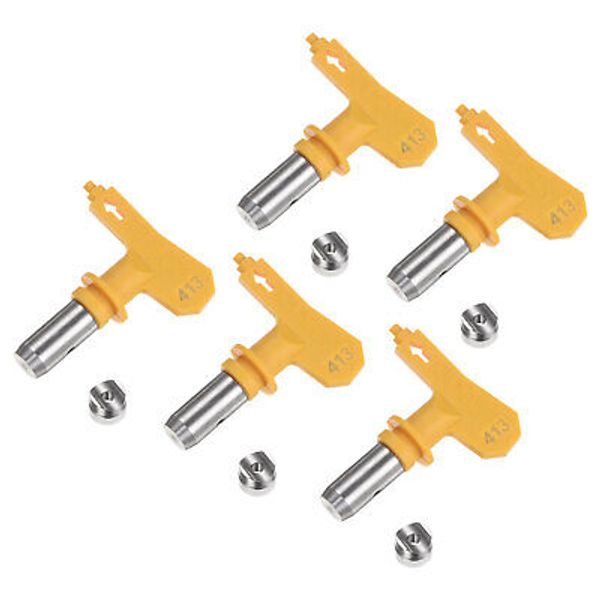 5pcs Reversible Spray Tips for Airless Sprayer 413 Paint Spray Nozzle, Yellow