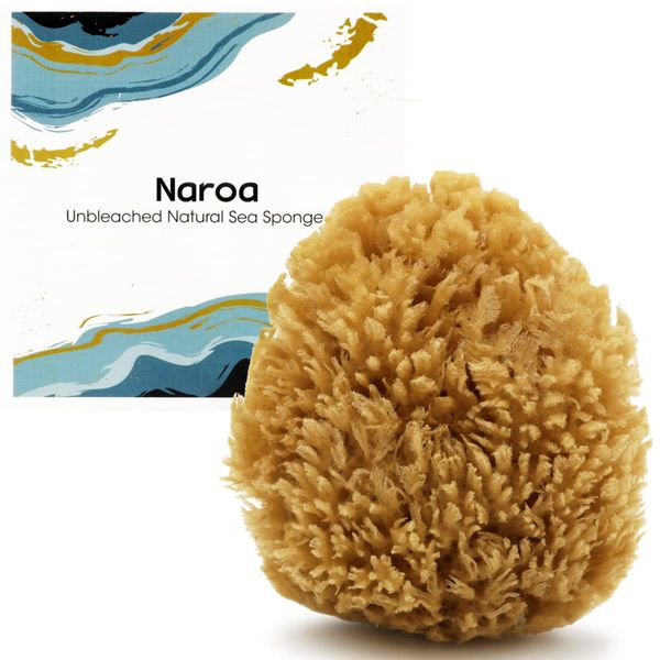 Naroa Natural Sea Sponge for Bathing | Exfoliating Bath Sponge for Healthy Skin | Unbleached Shower Body Scrubber Puff | Eco Friendly Plastic Free Renewable Sponge Small (Medium)