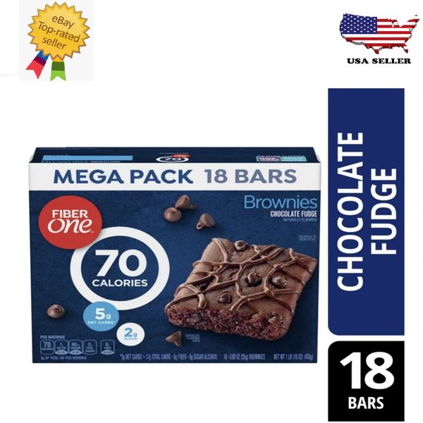 New Fiber One 70 Calorie Brownies, Chocolate Fudge, Snack Bars, 18 ct