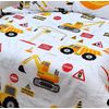 Double Bed Construction Duvet Cover Set Digger Trucks Tools Hammer Screw Reversible