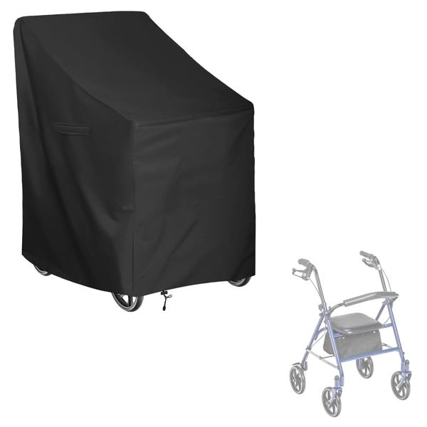 SoloToo Rollator Walker Cover - Cover for Walkers for Seniors,Rolling Walker Waterproof Protective Cover,Fits Walker with Wheels and Seat (Cover Only,Black)